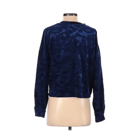 Freshman 1996 Velour Camo Long Sleeve Sweater in Royal Blue | Size Small - Picture 4 of 12